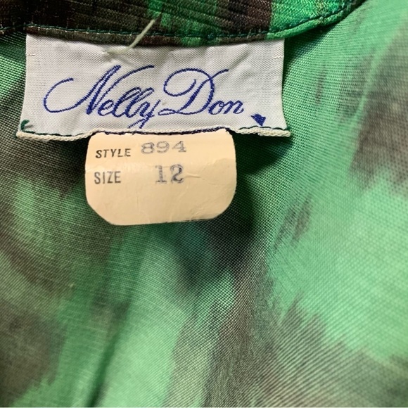 Nelly Don - vintage - Dress Women size 12 Black Green - Picture 7 of 10